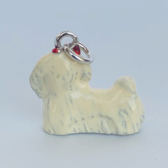 Sterling Silver 925 Shih Tzu Dog Enamel Pendant Charm Small - Picture 3 of 7